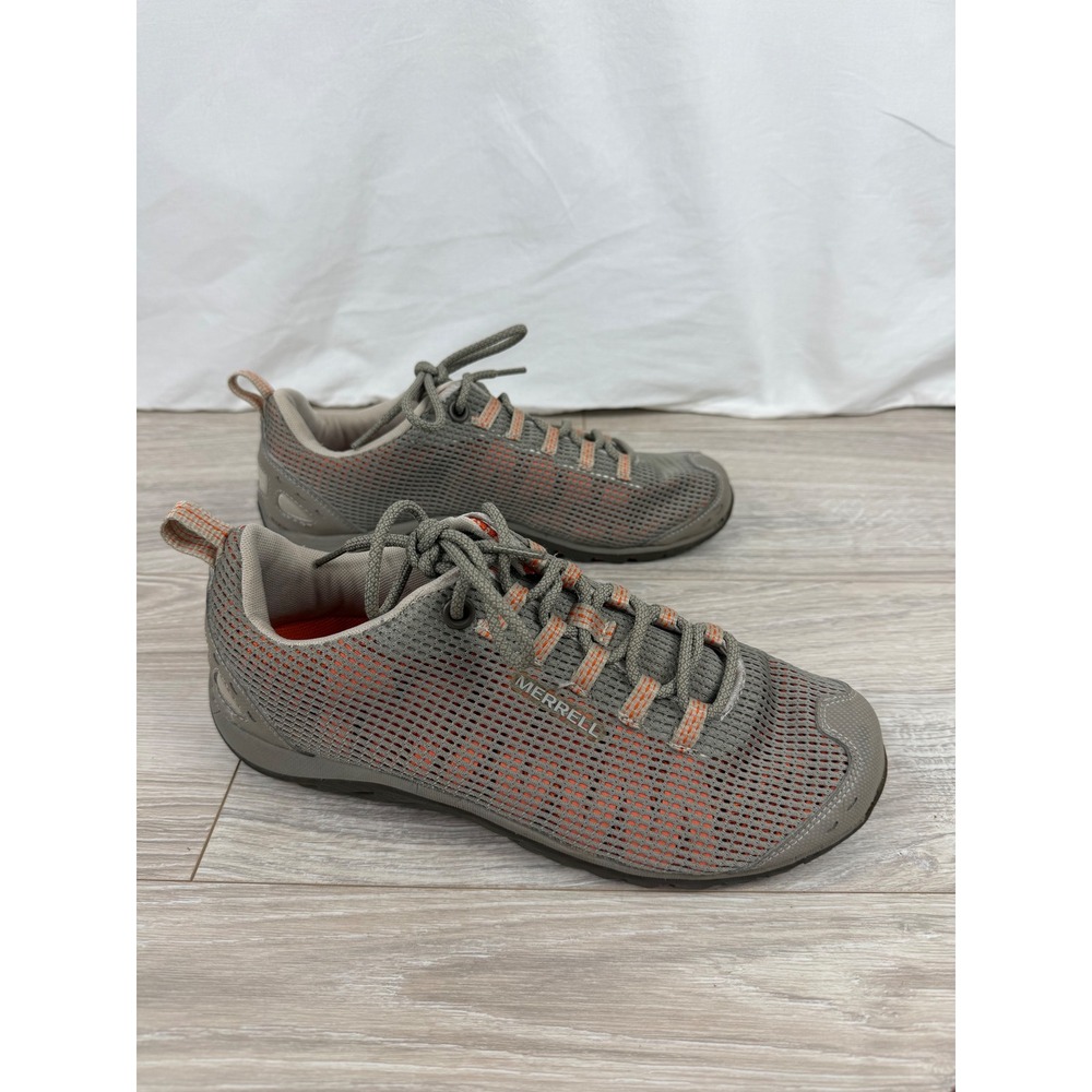 Merrell Aluminum Tiger Lily Grey Orange Mesh Hiking Walking Shoes Size 9 J12399W